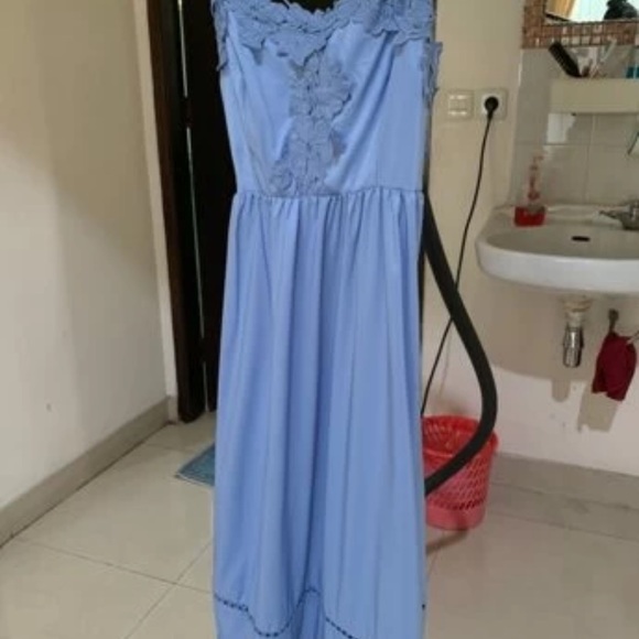 COPY - NWT BOHO Contrast lace Cami dress, lace dress, blue dress, midi dress, - Picture 4 of 5